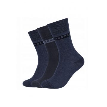 Sosete Barbati -  MU31039 – 5703 - 3 Perechi - Lungi - Design Simplu Cu Logo - Confortabile Si Respirabile - Calitate Superioara - Bumbac - Albastru Inchis