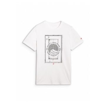 Tricou Barbati -  Imprimeu Volei - Alb - 100% Bumbac - Marime XXL