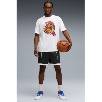 Tricou cu imprimeu pentru baschet Hoopaverse - Rosu/Portocaliu mandarina/Alb optic