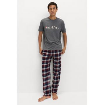 Tricou de pijama cu model tematic de Craciun - Gri