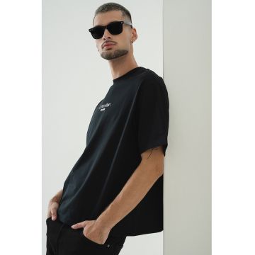 Tricou lejer cu imprimeu logo - Alb/Negru