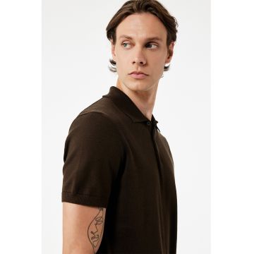Tricou polo cu model uni - Maro inchis