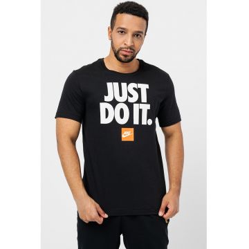 Tricou regular fit din bumbac cu imprimeu Sportswear - Negru