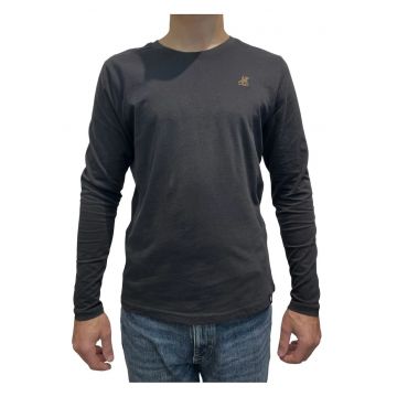 U.S. Grand POLO Tricou barbati cu maneca lunga si decolteu la baza gatului - Negru -