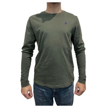 Bluza barbati cu maneca lunga si decolteu la baza gatului - Verde inchis - Verde inchis