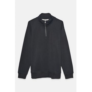 Bluza de trening din amestec de modal cu fenta cu fermoar - Gri antracit