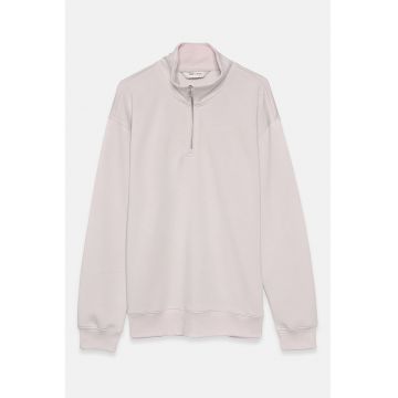 Bluza de trening din amestec de modal cu fenta cu fermoar - Roz pal