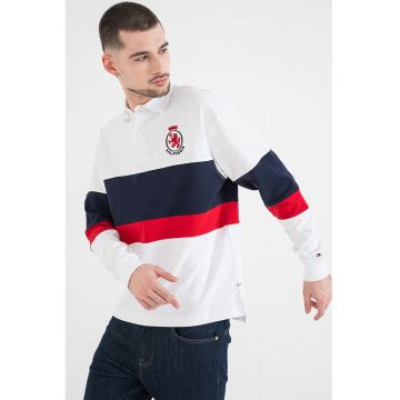 Bluza polo cu detaliu logo - Rosu/Alb/Bleumarin