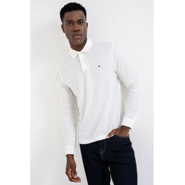 Bluza polo cu logo discret - Alb optic