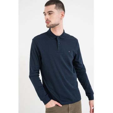 Bluza polo cu logo discret - Bleumarin