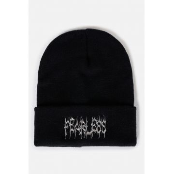 Caciula din tricot cu text - Negru