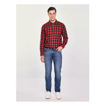 Camasa barbateasca -  carouri rosii - fabricata din material de calitate