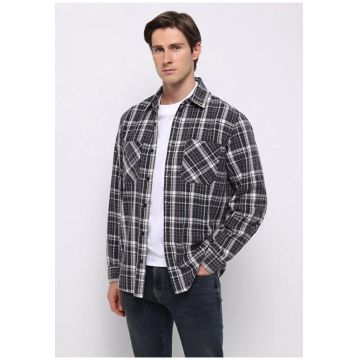 Camasa Cu Maneca Lunga De Barbati Albastru Marin Comfort Fit Cl1076524 8684112963747