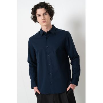 Camasa din amestec de bumbac - Bleumarin