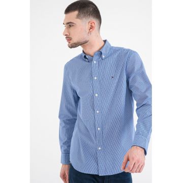 Camasa regular fit cu model gingham - Albastru petrol