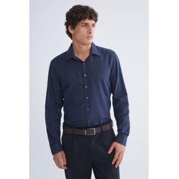 Camasa uni cu nasturi - Albastru inchis