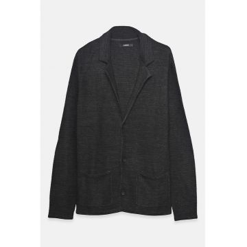 Cardigan cu aspect texturat si doua buzunare - Gri inchis