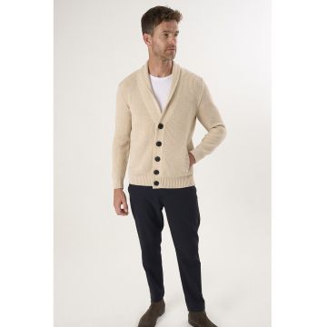 Cardigan cu decolteu in V si buzunare laterale - Bej