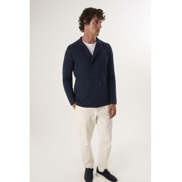 Cardigan din bumbac cu nasturi - Bleumarin