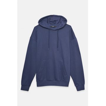 Hanorac cu buzunar kangaroo si gluga ajustabila - Albastru inchis