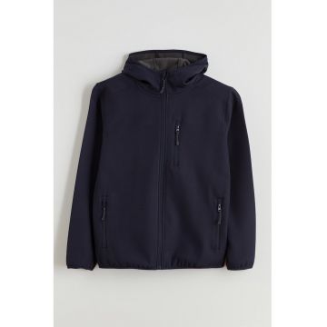 Jacheta cu gluga si buzunar pe piept - Bleumarin