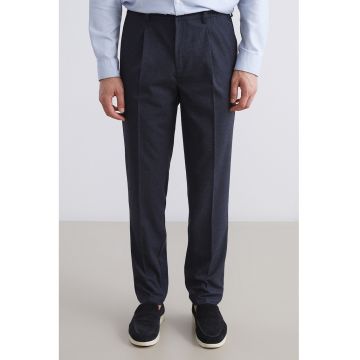 Pantaloni chino cu model houndstooth - Albastru ultramarin