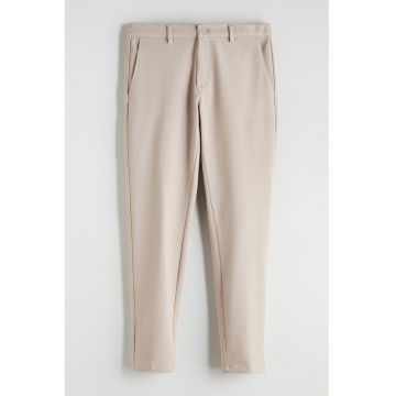 Pantaloni conici cu talie medie si elastica - Bej deschis