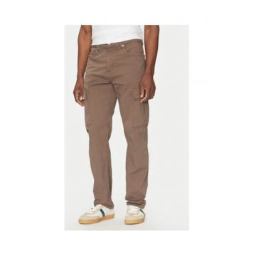 Pantaloni din amestec de bumbac cu talie medie -