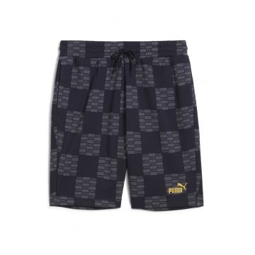 Pantaloni scurti cu model si talie elastica - Bleumarin