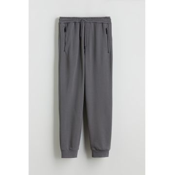 Pantaloni slim fit de trening cu captuseala calduroasa - Gri inchis