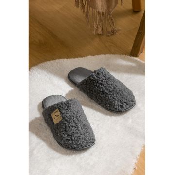 Papuci uni din material textil - Gri