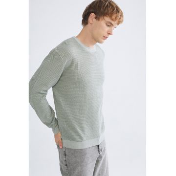 Pulover cu decolteu la baza gatului - Gri deschis melange