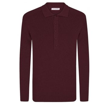 Pulover din bumbac cu fenta cu nasturi