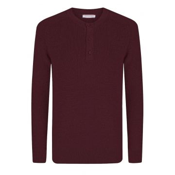 Pulover din bumbac cu fenta cu nasturi