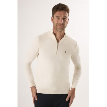 Pulover din bumbac tricotat - Crem