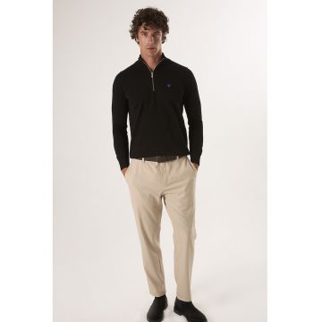 Pulover din bumbac tricotat - Negru