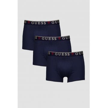 Set de boxeri cu banda logo in talie - 3 perechi - Bleumarin