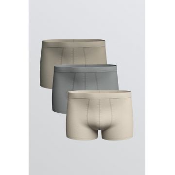 Set de boxeri cu model uni - 3 perechi - Gri deschis/Bej