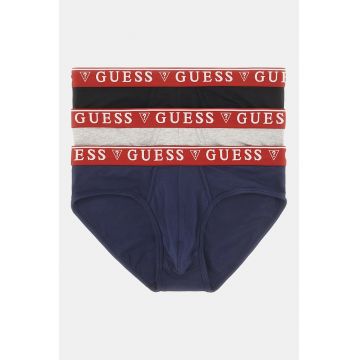 Set de chiloti cu banda logo in talie - 3 perechi - Negru/Gri deschis melange/Bleumarin