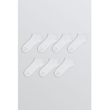 Set de sosete pana la glezna - 7 perechi - Alb
