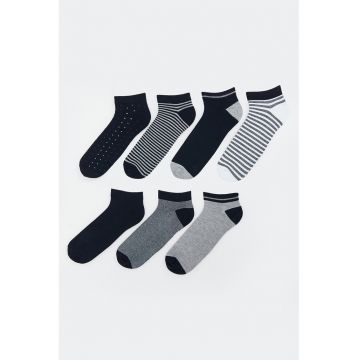 Set de sosete pana la glezna - 7 perechi - Gri melange/Bleumarin