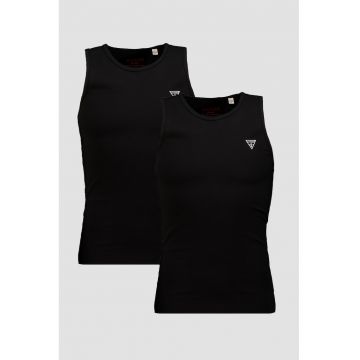 Set de top-uri din amestec de bumbac - 2 Piese - Negru