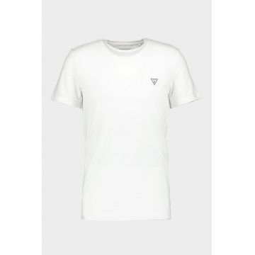 Tricou slim fit cu decolteu la baza gatului - Negru/Alb optic