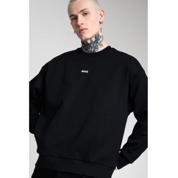 Bluza de trening cu decolteu la baza gatului si detaliu logo - Alb/Negru