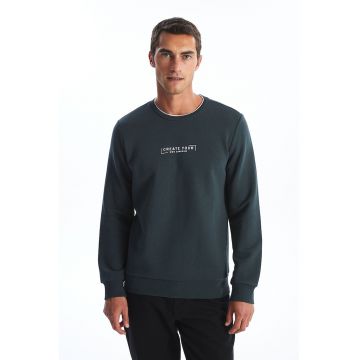 Bluza de trening cu detaliu text - Verde padure