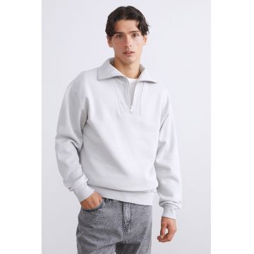 Bluza de trening cu fenta cu fermoar - Gri deschis