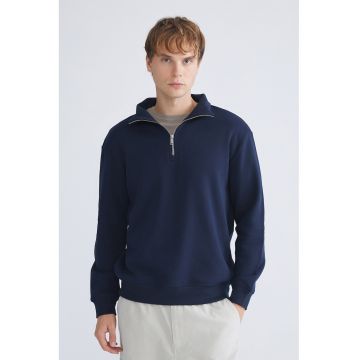 Bluza de trening cu fenta cu fermoar scurt - Albastru ultramarin