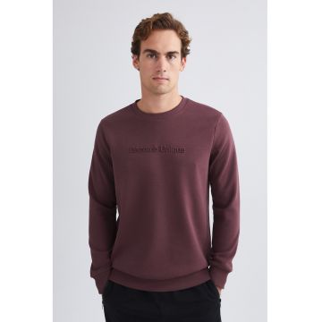 Bluza de trening cu text in relief - Violet prafuit