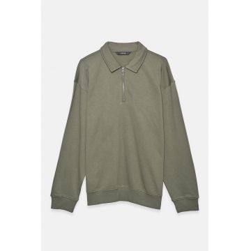 Bluza de trening polo cu croiala lejera - Gri cenusiu