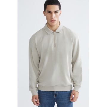 Bluza de trening polo cu croiala lejera - Gri deschis
